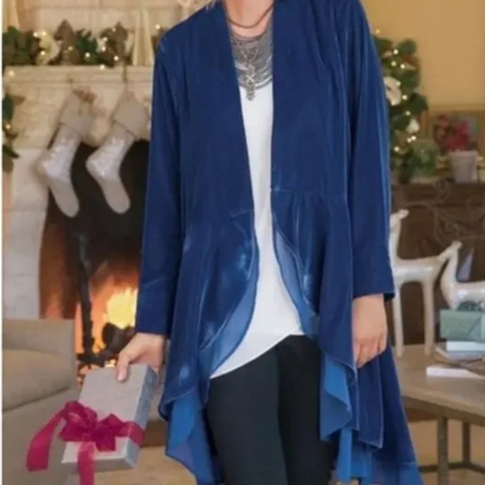 Soft Surroundings Yorkshire Cardigan Duster Jacket Velvet Party Small
